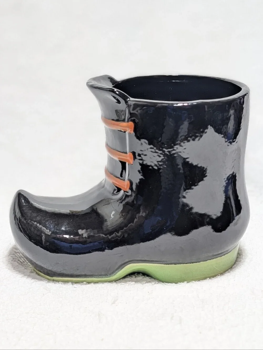 Yankee Candle Green Black Halloween Witch Boot Jar Candle Holder Ceramic Vase
